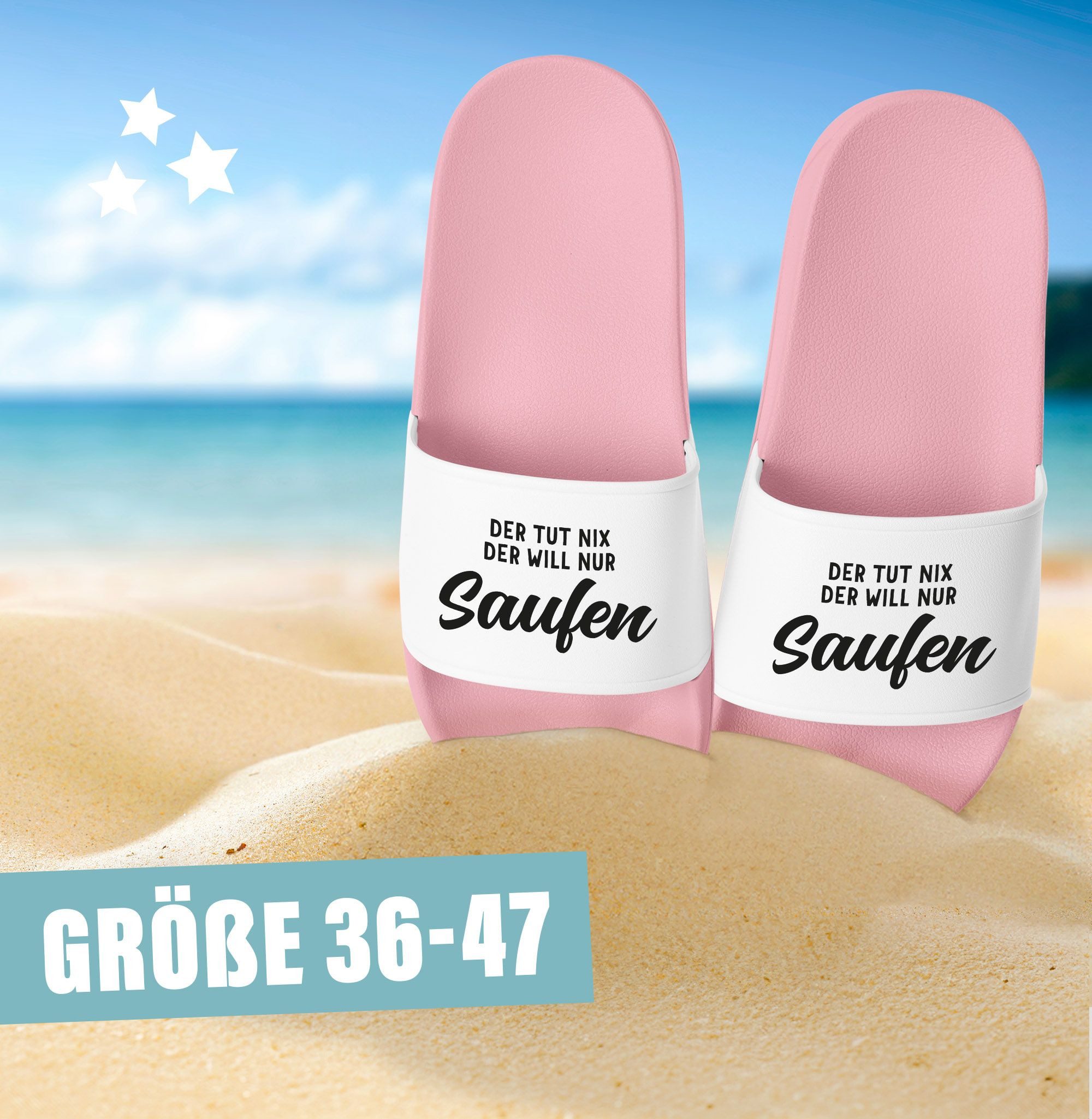 MoonWorks Badeschlappen mit Spruch Der tut nix der will saufen Badelatschen Badesandale