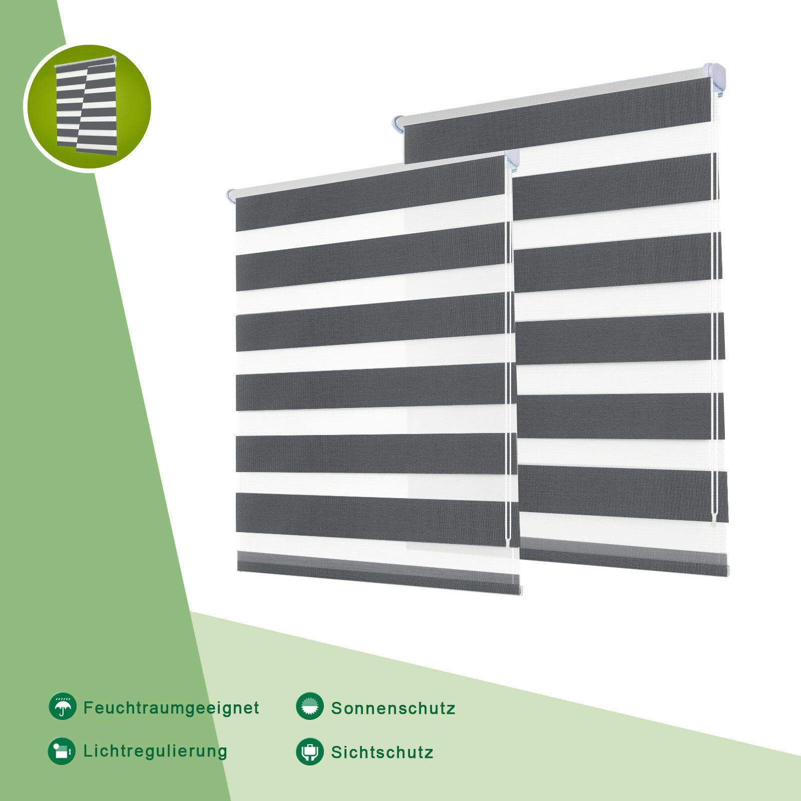 Doppelrollo Fensterrollos Ohne Bohren, Vkele, 130cm/160cm, klemmfix,klemmträger, Sonnenschutz, Lichtdurchlässig und Verdunkelnd.