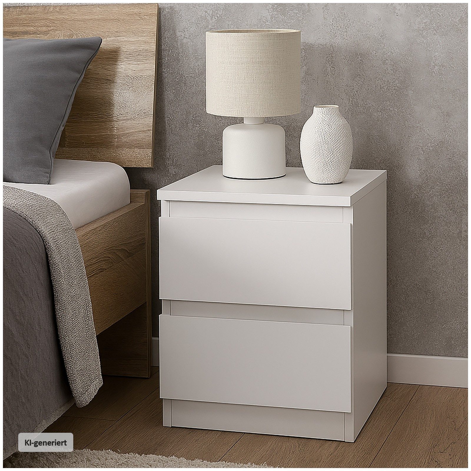 HTI-Living Nachtkommode Nachtkommode mit 2 grifflosen Schubladen (1 Stück, 1 St., 1 Nachtkommode), Nachtschrank Nachttisch