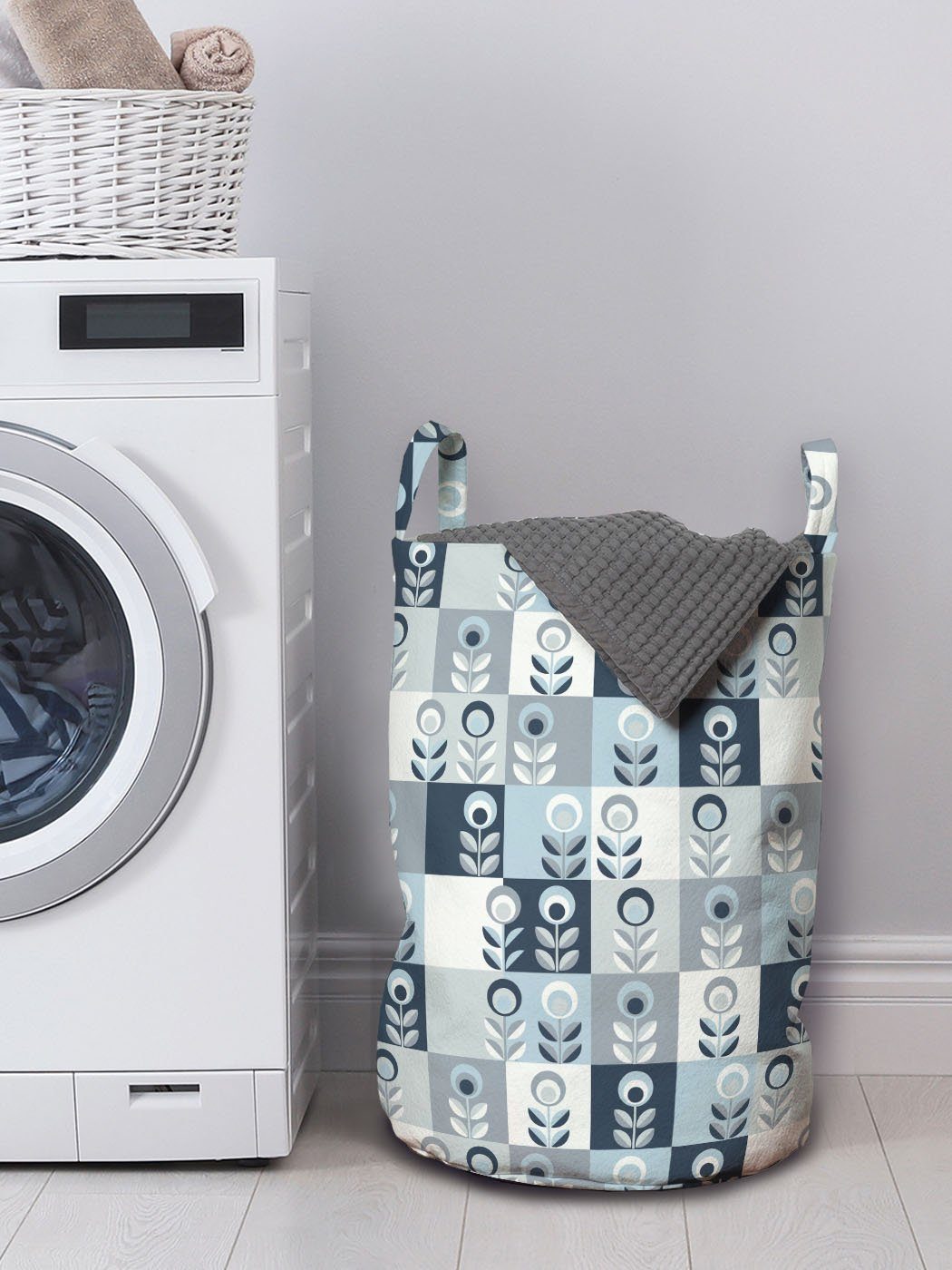 Abakuhaus Wäschesäckchen Stil Natur Kordelzugverschluss skandinavisch Wäschekorb Retro mit Waschsalons, für Griffen