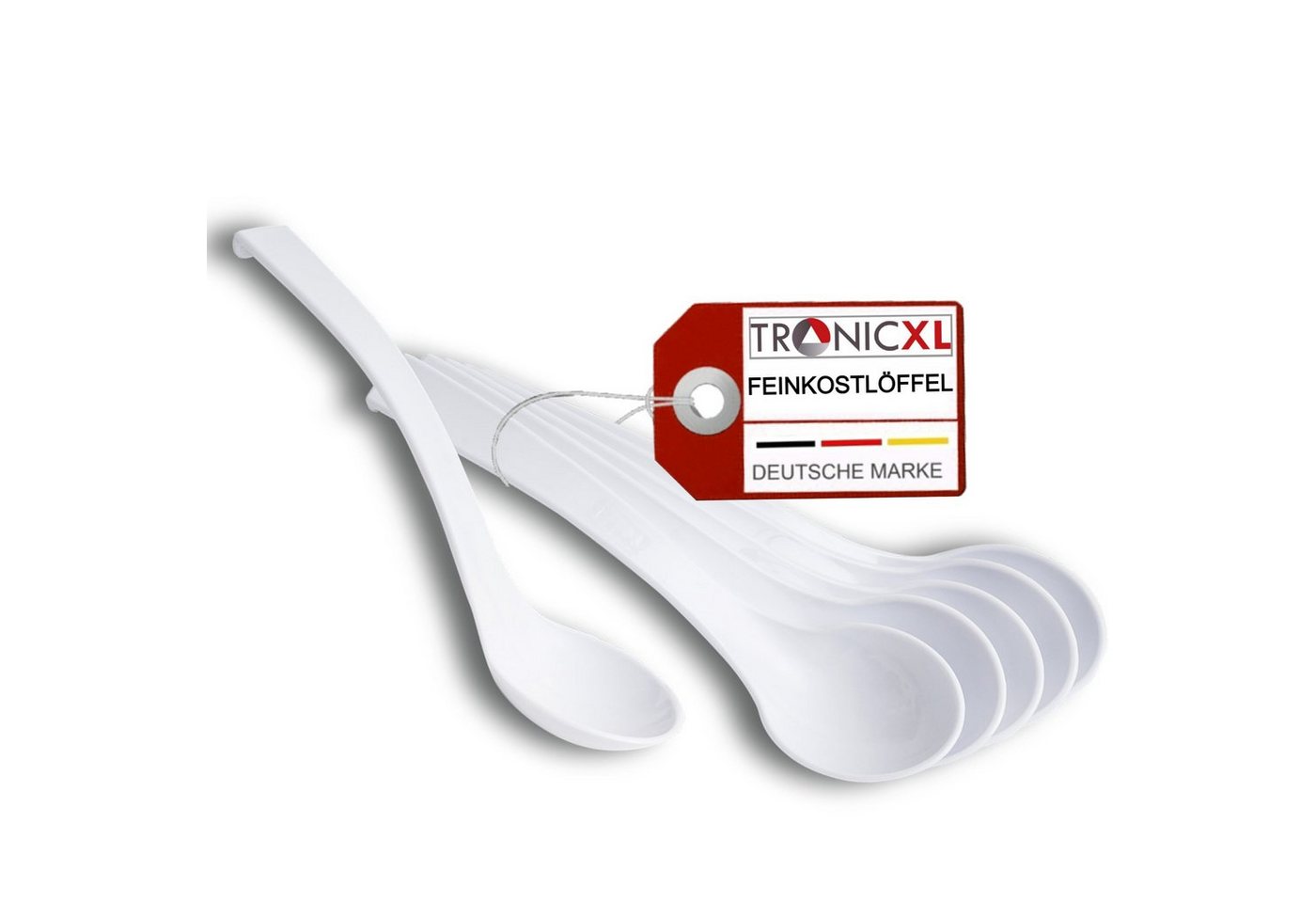 TronicXL Servierlöffel 6 Stück Schöpflöffel Feinkostlöffel Löffel Feinkost weiß Salat Gemüse, spülmaschinengeeignet San Kunststoff lebensmittelecht