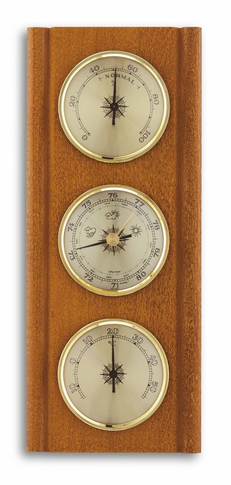 TFA Dostmann TFA 20.1002 analoge Wetterstation aus Massivholz Innenwetterstation