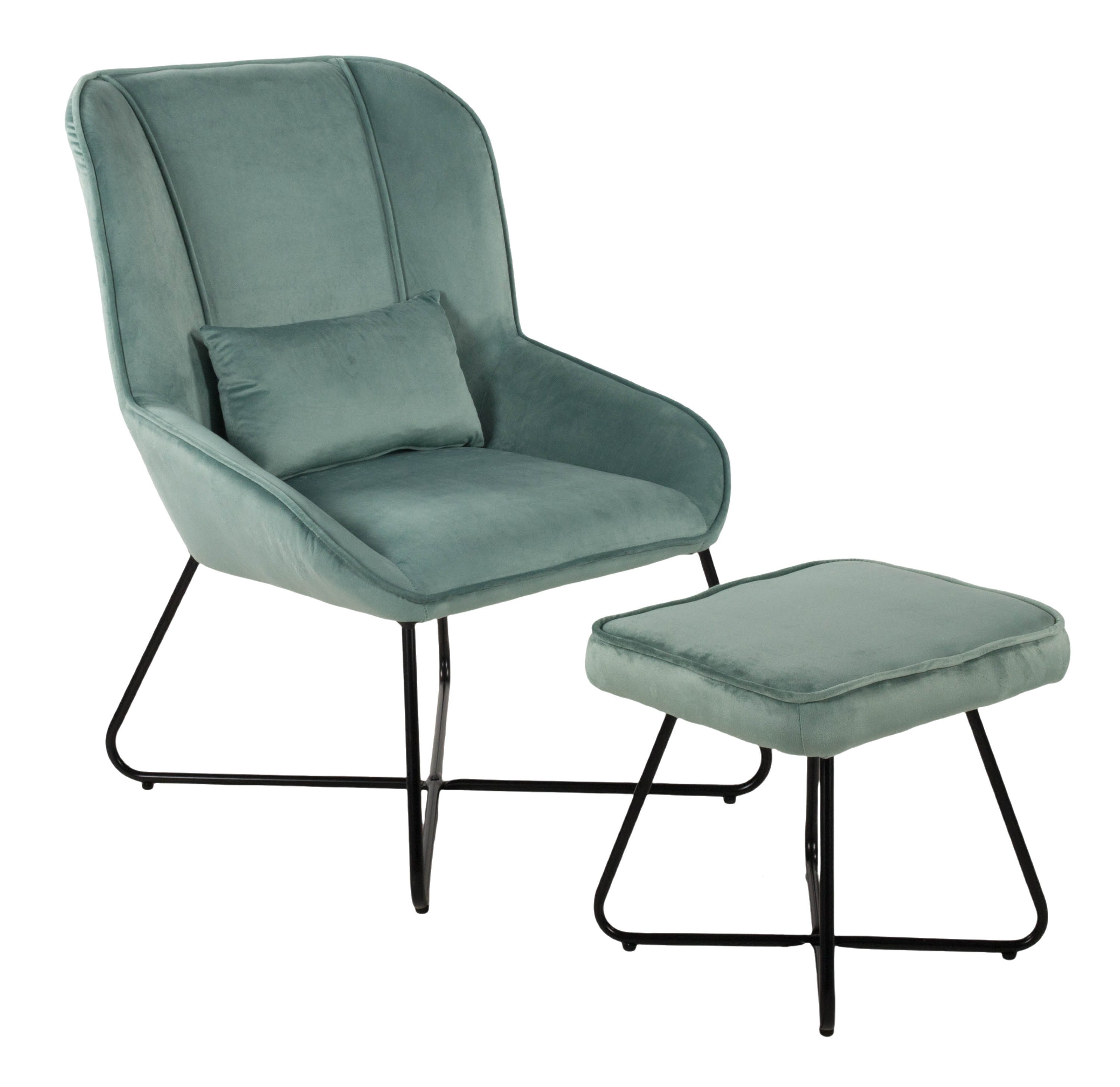 Duo Collection Loungesessel Algona, Relaxsessel mit Hocker, Samt-Optik, Cocktailsessel