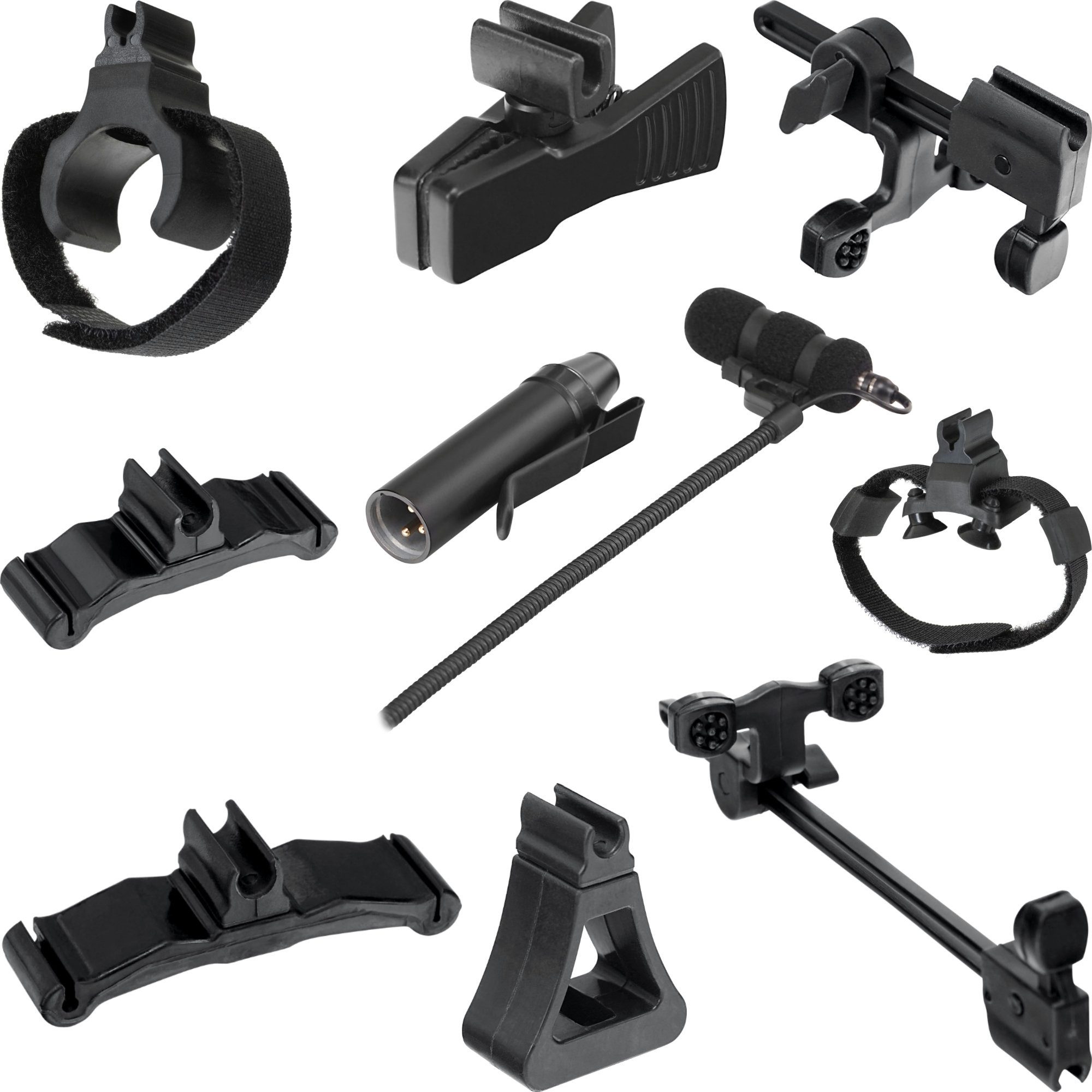 Pronomic Mikrofon MCM-100 Instrumentalmikrofon-Komplett-Set mit 8 Haltern (Set), Komplett-Set mit acht Instrumentenhalterungen