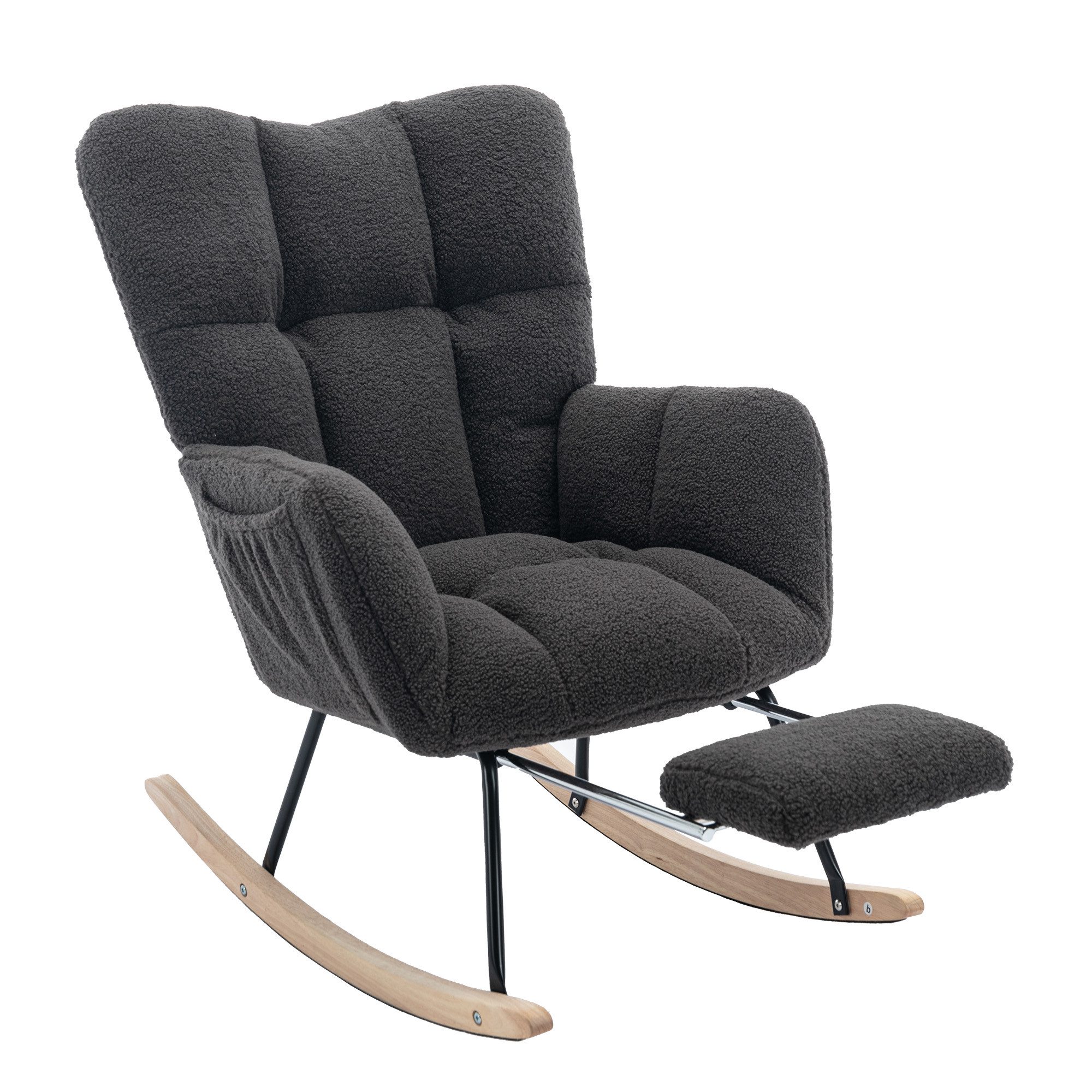MODFU Schaukelstuhl aus Teddystoff (Moderner Schaukelstuhl günstig online kaufen
