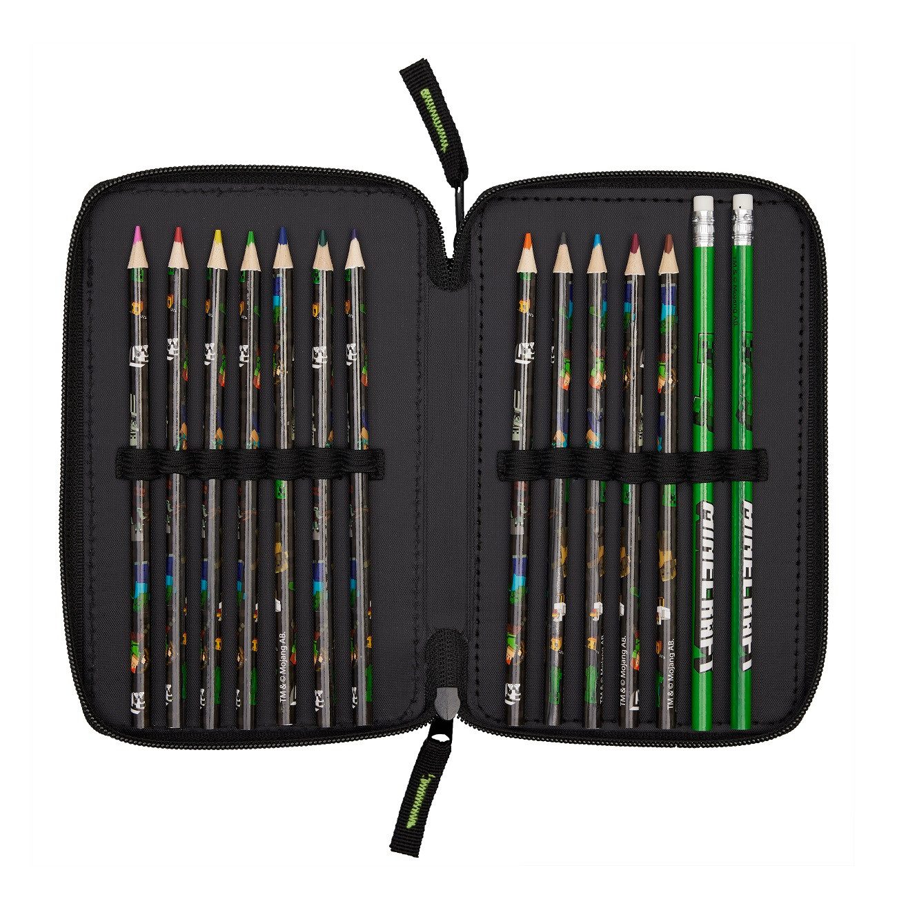 Familando Federmäppchen Minecraft im 4-teiligen Set mit Schlamperrolle, Turn- & Geldbeutel, (4-teiliges Set), Federmappe gefüllt mit Schreibzeug