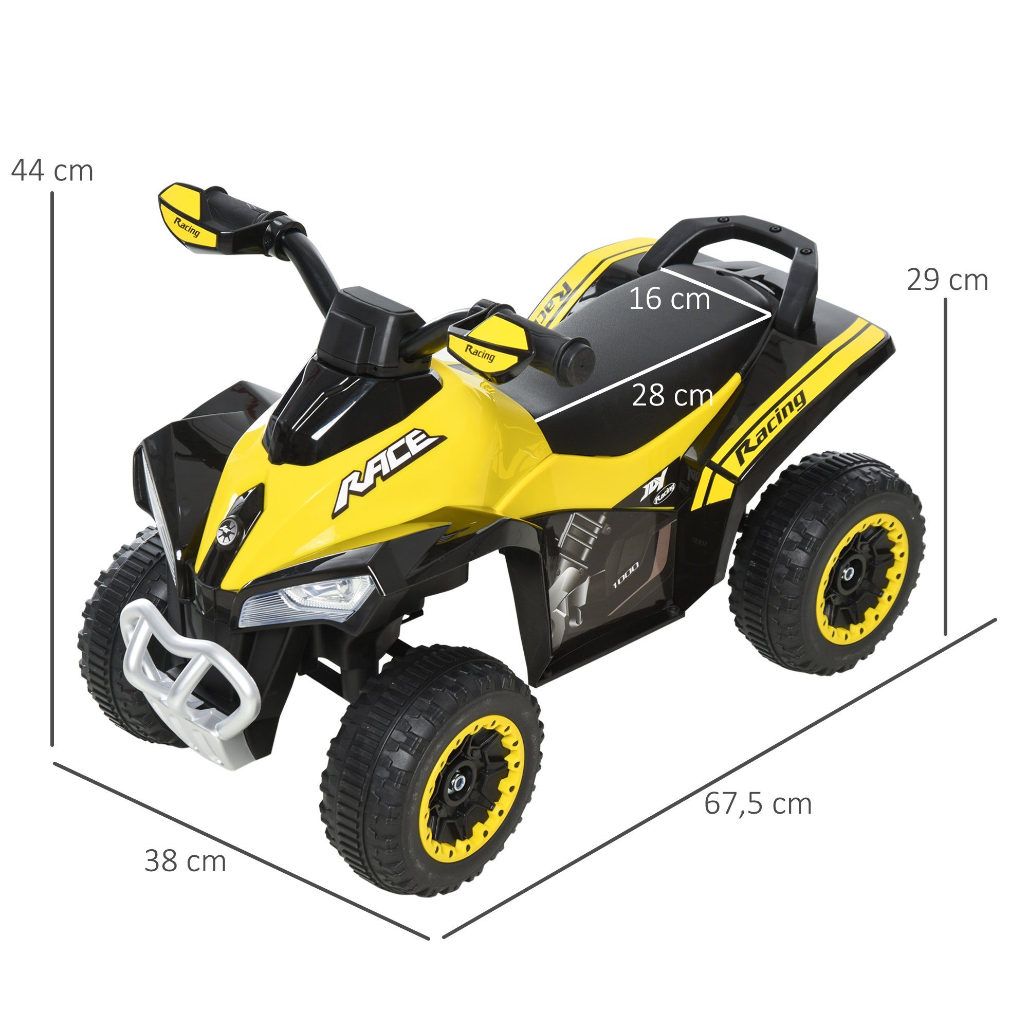 HOMCOM Rutscher Kinder Rutschauto Tretauto, (Rutschen Kinderauto, 1-tlg., Kinderfahrzeug), Gelb 67,5 x 38 x 44 cm