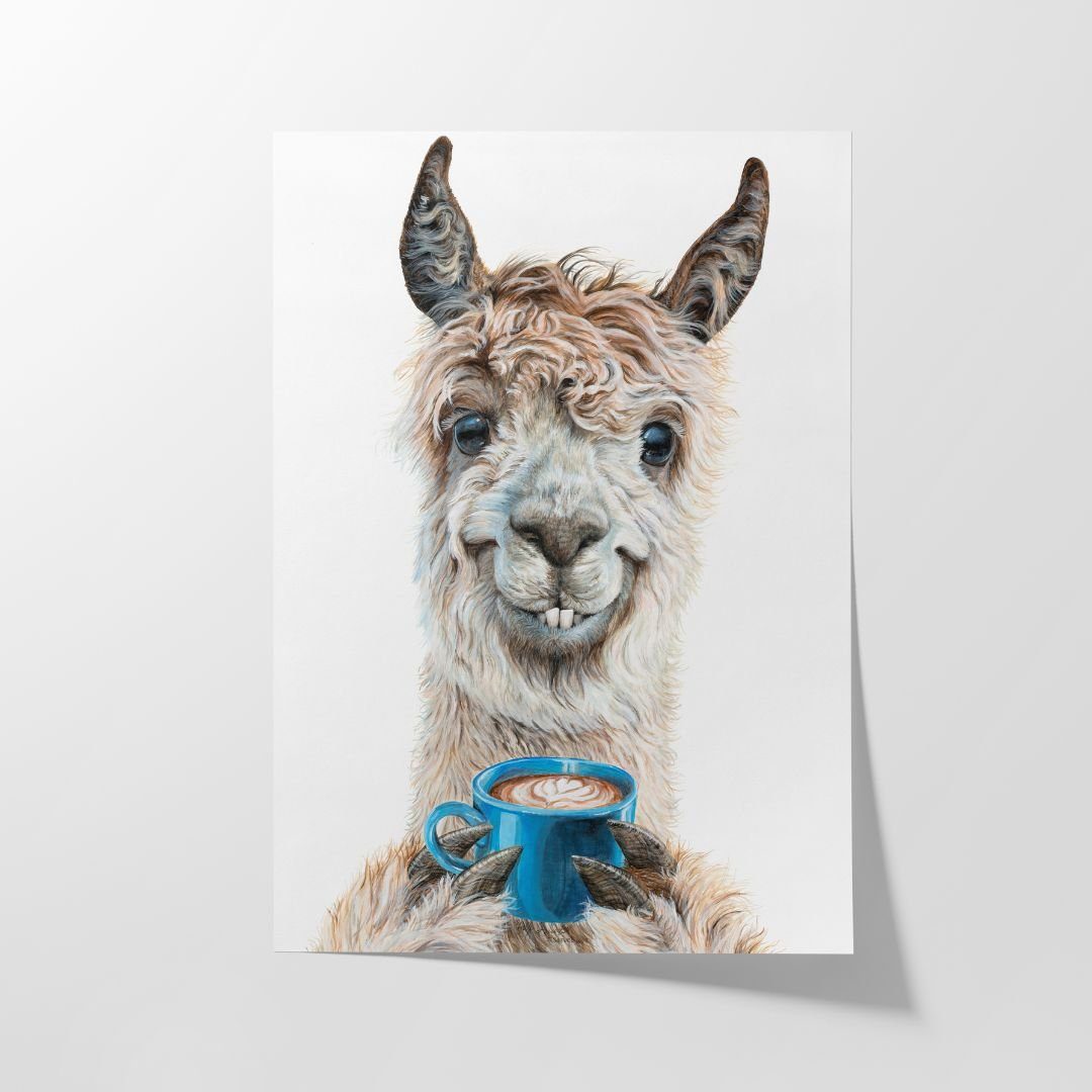 Hustling Sharks Poster Tier Wandbild als Poster "Lama Latte" - exklusives Tierbild, in 7 unterschiedlichen Größen verfügbar