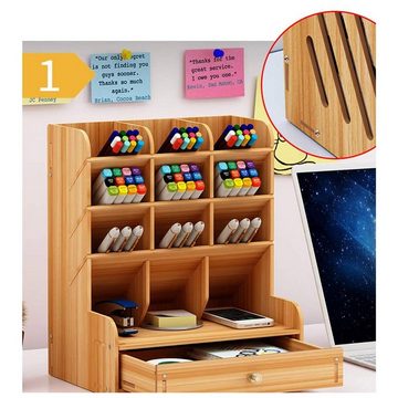 zggzerg Regal-Schreibtisch Schreibtisch-Organizer aus Holz, multifunktionale Schublade