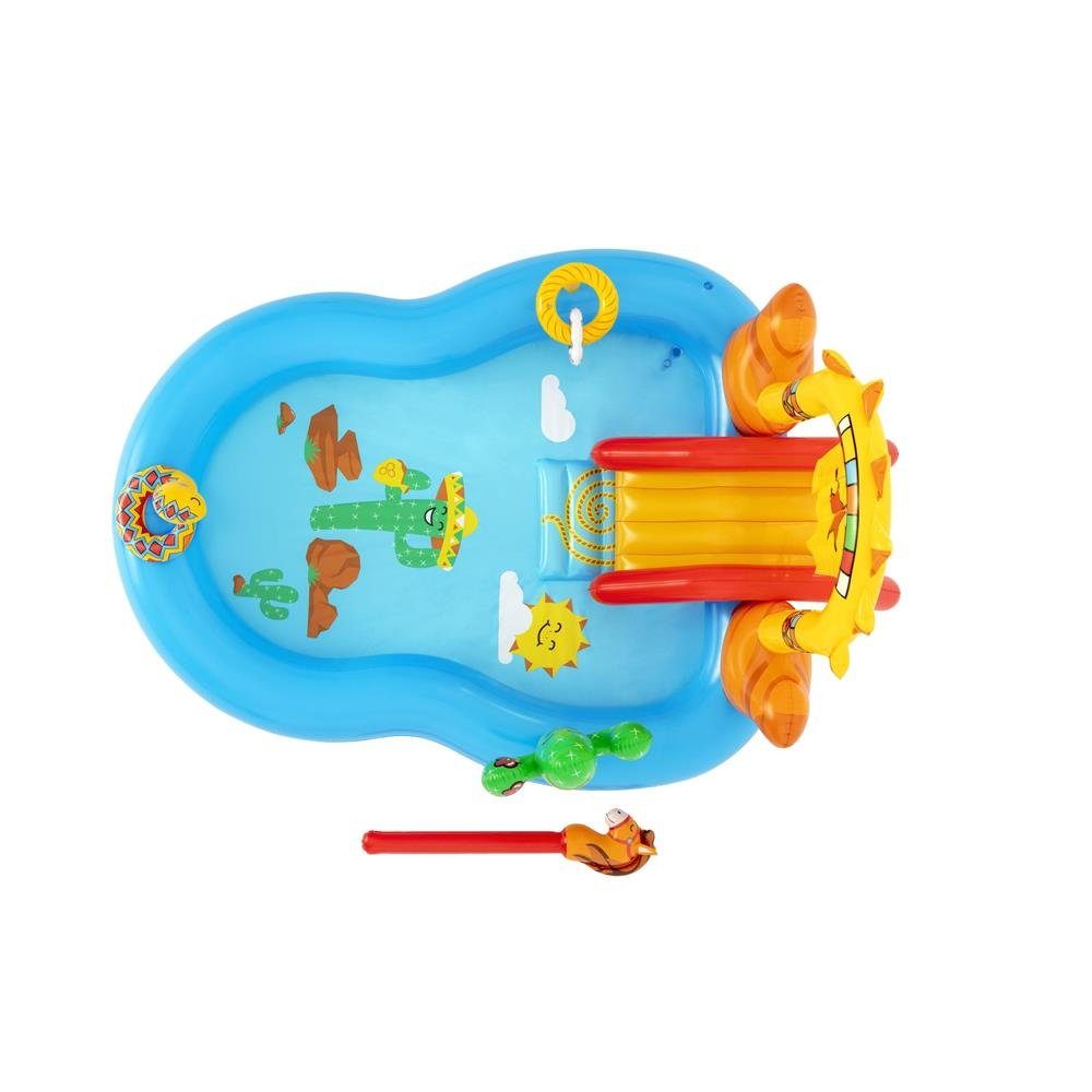 Bestway Planschbecken Wasserspielcenter Wild West, 264 x 188 x 140 cm, Wasserrutsche, Planschbecken