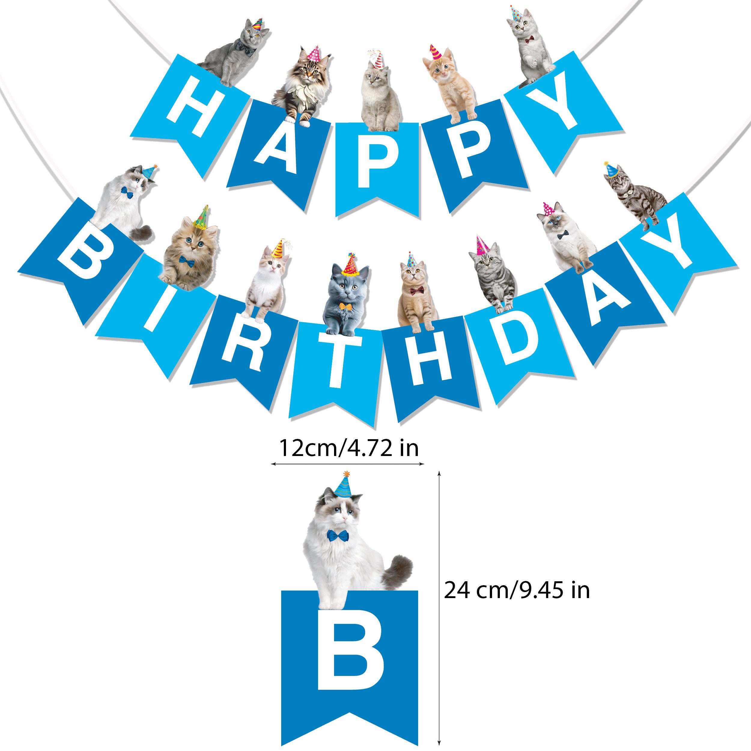 BRUBAKER Wimpelkette Happy Birthday mit Party Katzen - Geburtstag Deko Part günstig online kaufen
