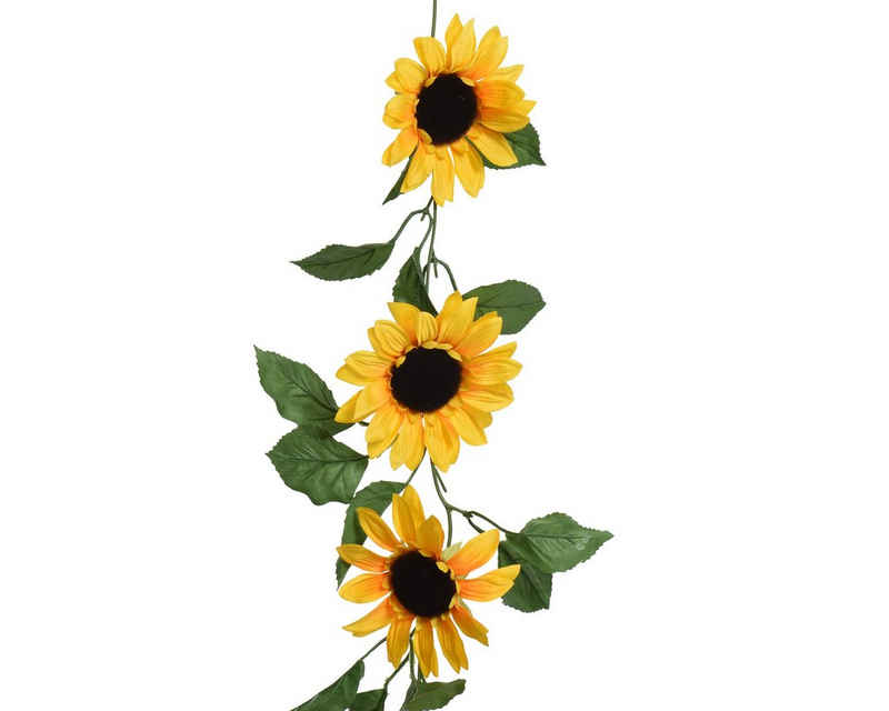 Kunstgirlande, Decoris season decorations, Künstliche Sonnenblumen Girlande 10x150cm Gelb / Grün