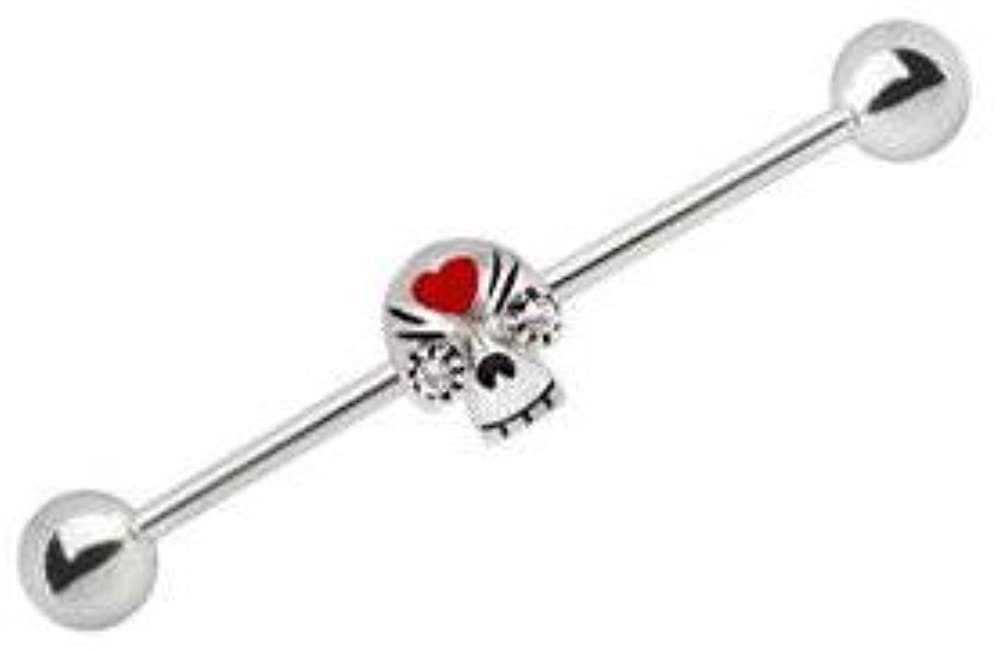 Zirkonia Totenkopf 316L Weiss Karisma Industrial Ohrpiercing 34mm Barbell Brustwarzenpiercing Karisma Edelstahl - Länge Piercing