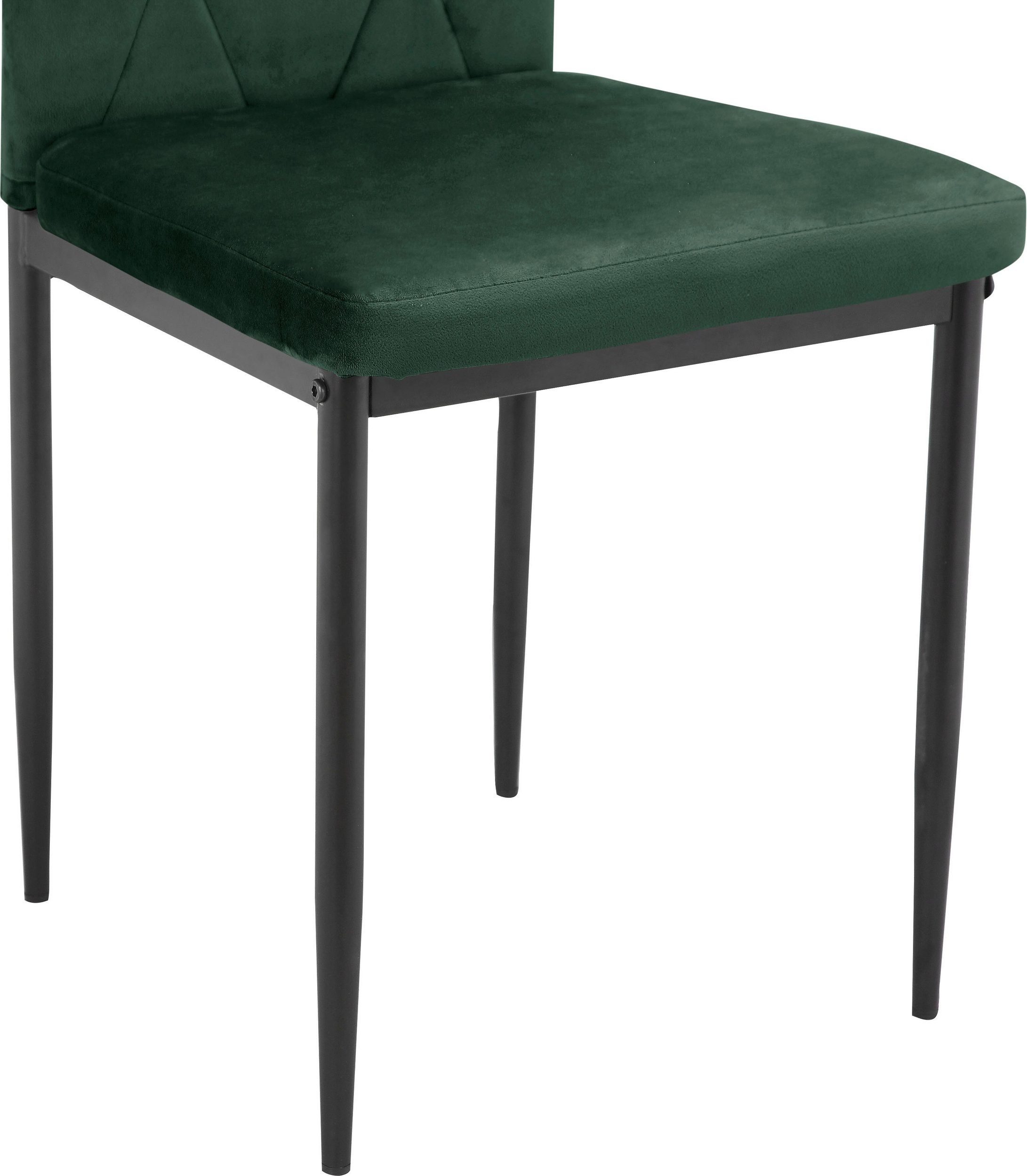 2 dunkelgrün Bezug Samtoptik, (Set, in Esszimmerstuhl cm 48,5 St), dunkelgrün | Metallgestell, loft24 Sitzhöhe Mulle