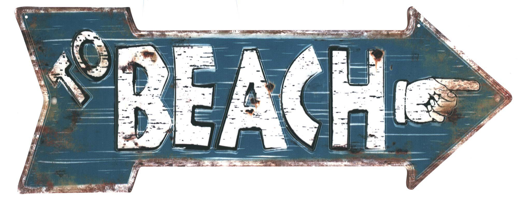 Moritz Metallschild Blechschild To Beach Finger, (Einzeln), 20 x 25cm Vintage Retro Deko Schild Metallschild Wandbild Schild