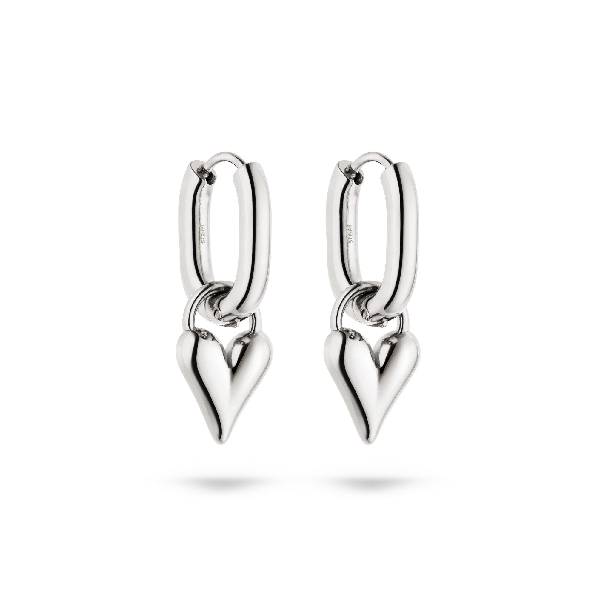 Tamaris Paar Creolen Edelstahl Schmuck mit abnehmbaren Herz-Einhängern Edgy Heart