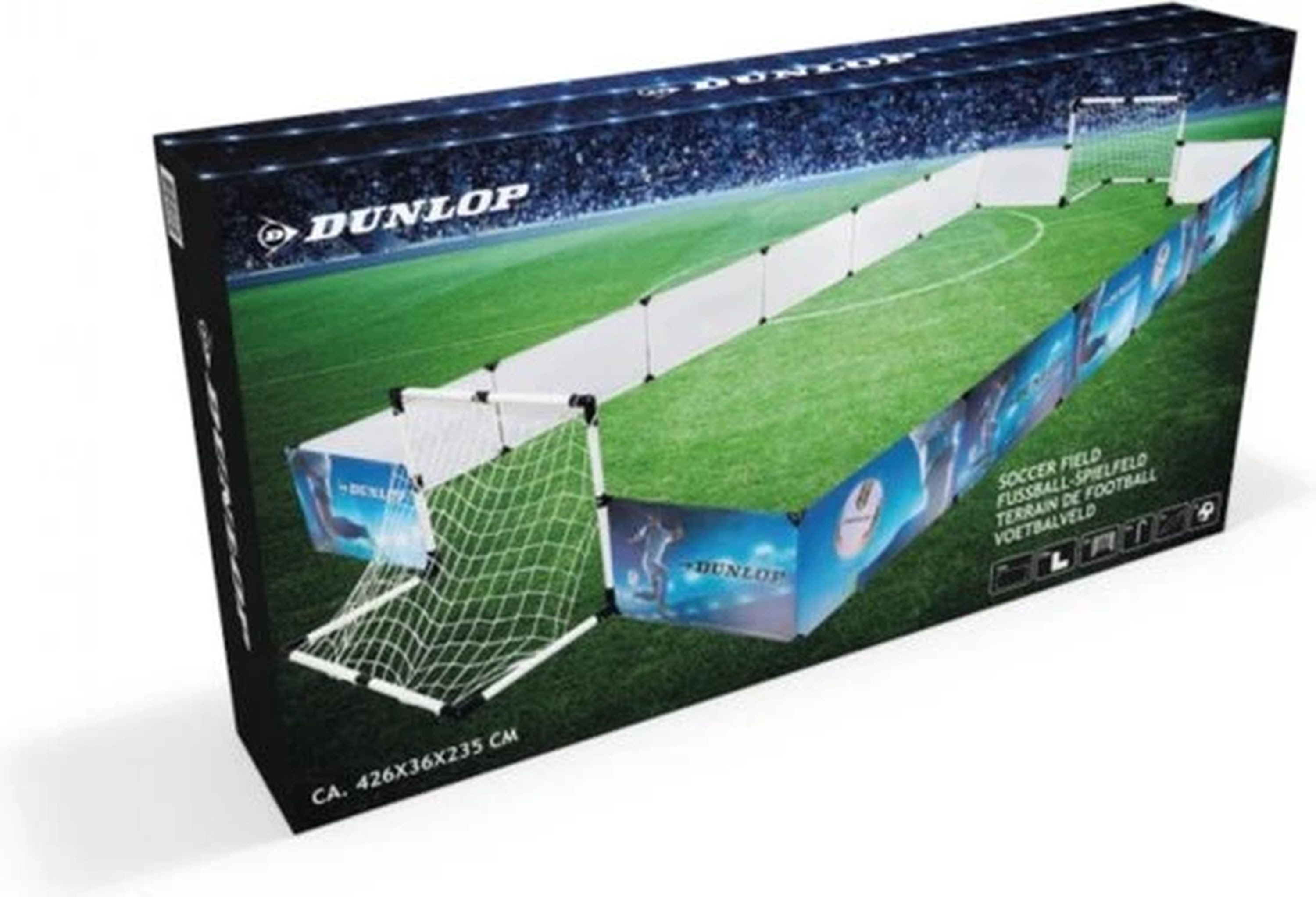 Dunlop Spiel Dunlop Fußball Set - Zaun, 2 Tore, Ball & Pumpe - 426x235x36cm