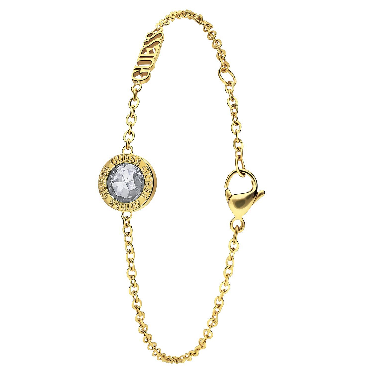 Guess Kettenanhänger Armband - Stahl - Gold - Kristall - Damen