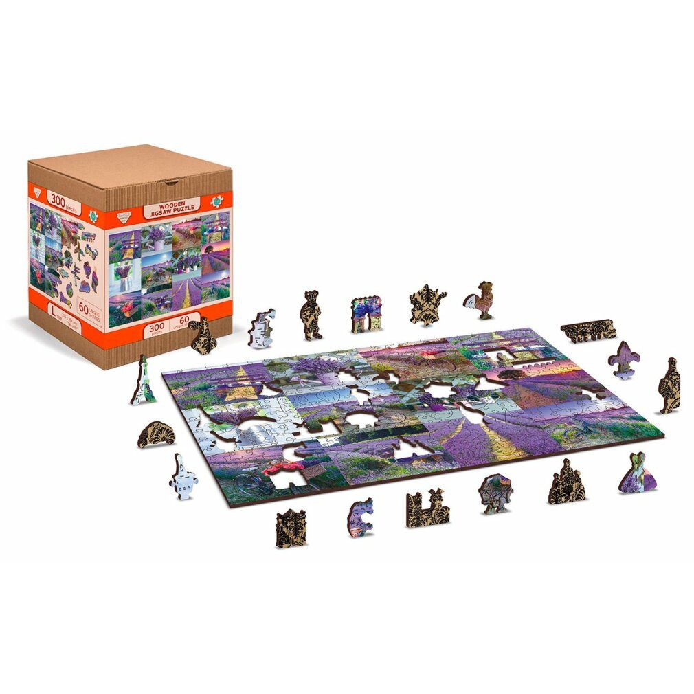 Wooden City Puzzle Holzpuzzle Lavendel Frankreich 2in1, 300 Teile ECO, Puzzleteile