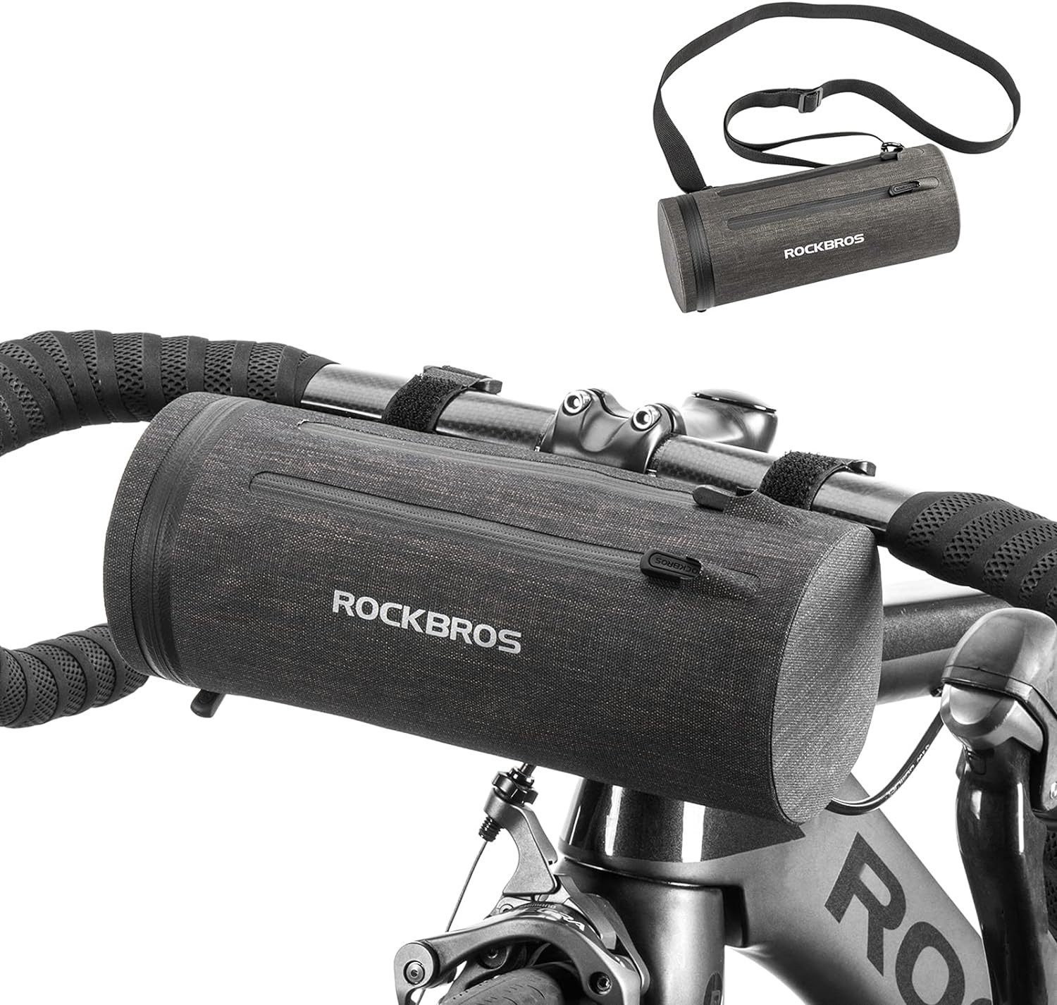 ROCKBROS Lenkertasche 100% Wasserdicht Lenkertasche/Rahmentasche/Umhängetasche (Multifunktionale Fahrradtasche mit Schultergurt für MTB, Rennrad ca. 2L)