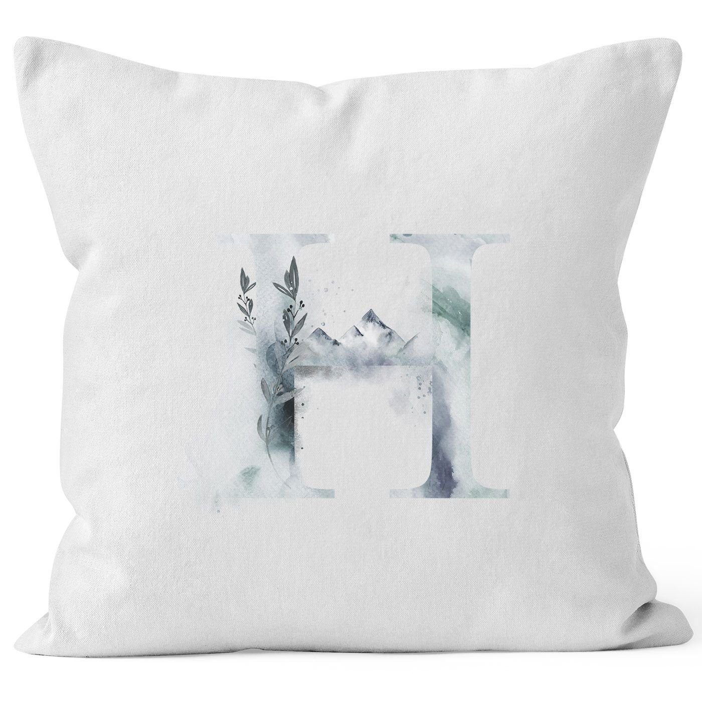Autiga Dekokissen Kissenbezug Buchstaben-Kissen "[object Object]" Buchstabe Alphabet Monogramm Anfangsbuchstaben Watercolor gezeichnet Kissen-Hülle Autiga®