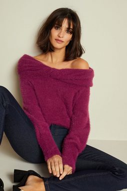 Next Carmenpullover Flauschiger Bardot-Pullover mit langen Ärmeln (1-tlg)