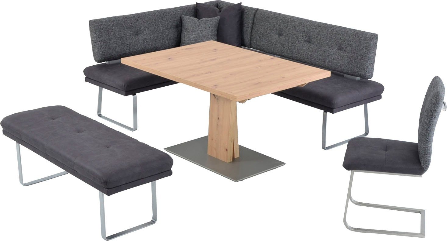 K+W Komfort & Wohnen Eckbankgruppe Giacomo II, (4-tlg), wahlweise rechts oder links, langer Schenkel 207cm, 1 Freischwinger