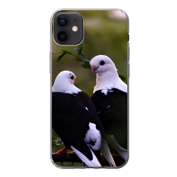 MuchoWow Handyhülle Vögel - Zweig - Blätter Handyhülle Apple iPhone 12 Mini Smartphone-Bumper Print Handy