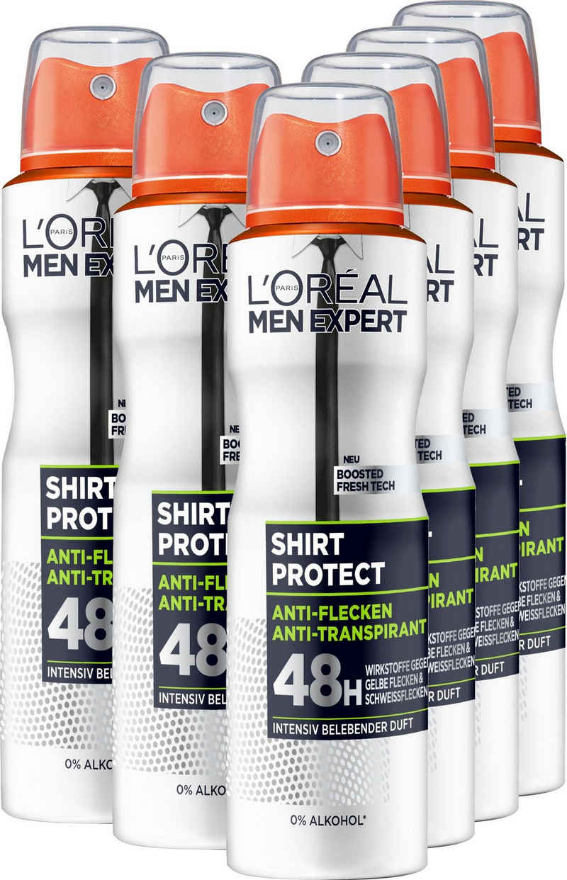 L'ORÉAL PARIS MEN EXPERT Deo-Spray Deo Spray Shirt Control 48h, Packung, 6-tlg.