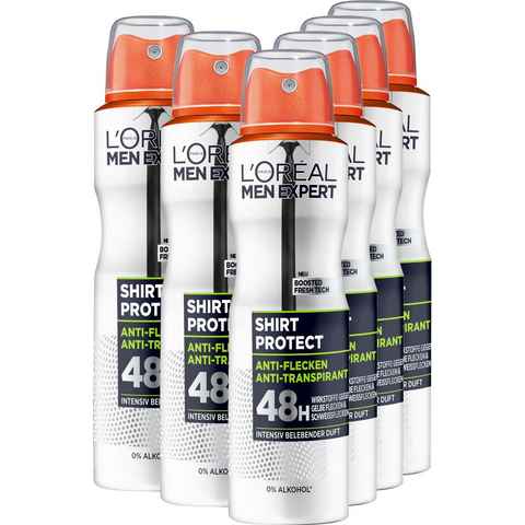 L'ORÉAL PARIS MEN EXPERT Deo-Spray Deo Spray Shirt Control 48h, Packung, 6-tlg.
