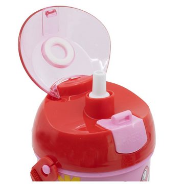 Disney Trinkflasche Disney Minnie Maus Wasserflasche, Flasche mit Trinkhalm Gurt 450 ml