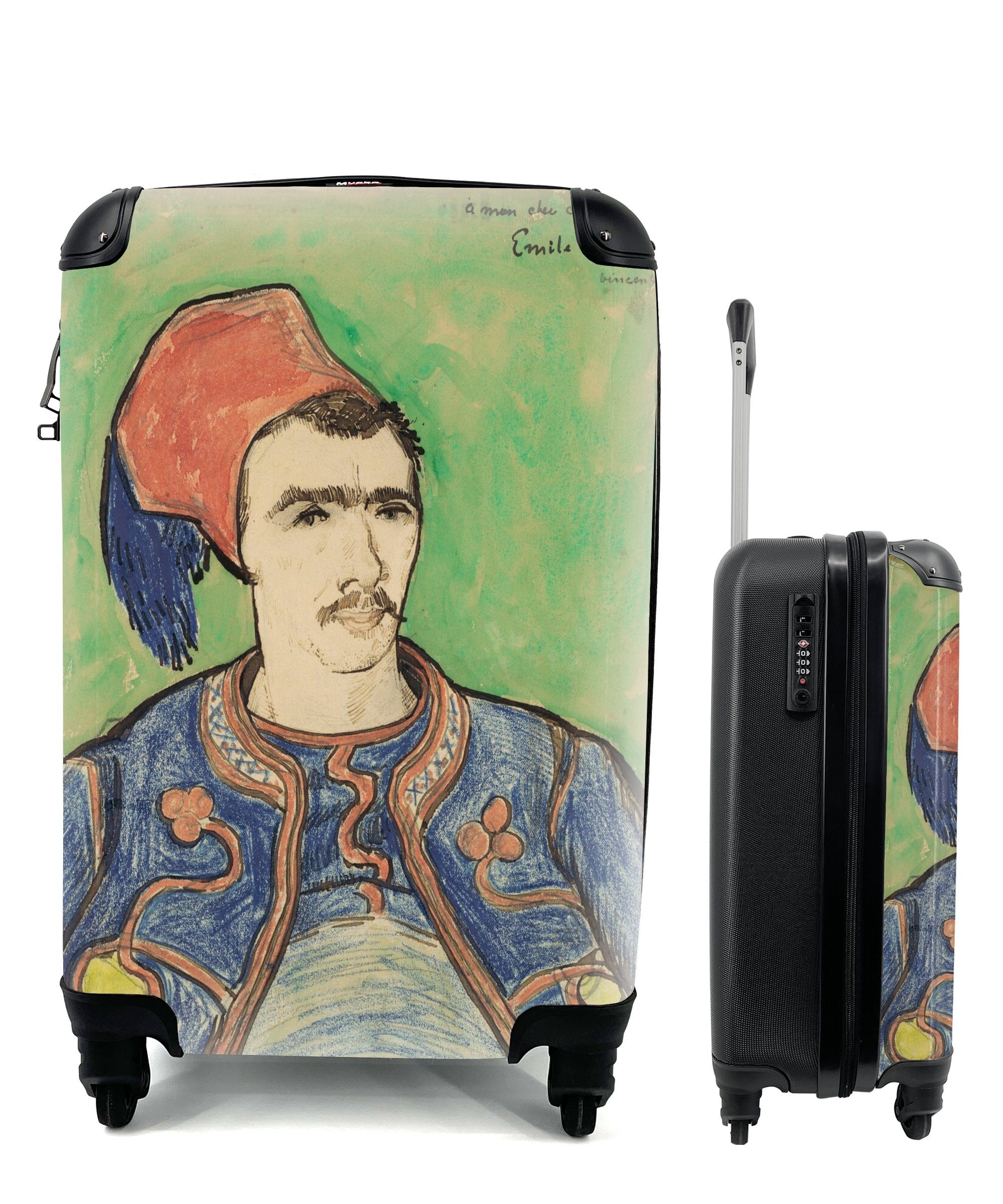 MuchoWow Handgepäckkoffer Der Zouave - Vincent van Gogh, 4 Rollen, Reisetasche mit rollen, Handgepäck für Ferien, Trolley, Reisekoffer