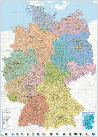Close Up Poster Deutschlandkarte XXL Poster Politische Landkarte 100x140 100 x 140 cm