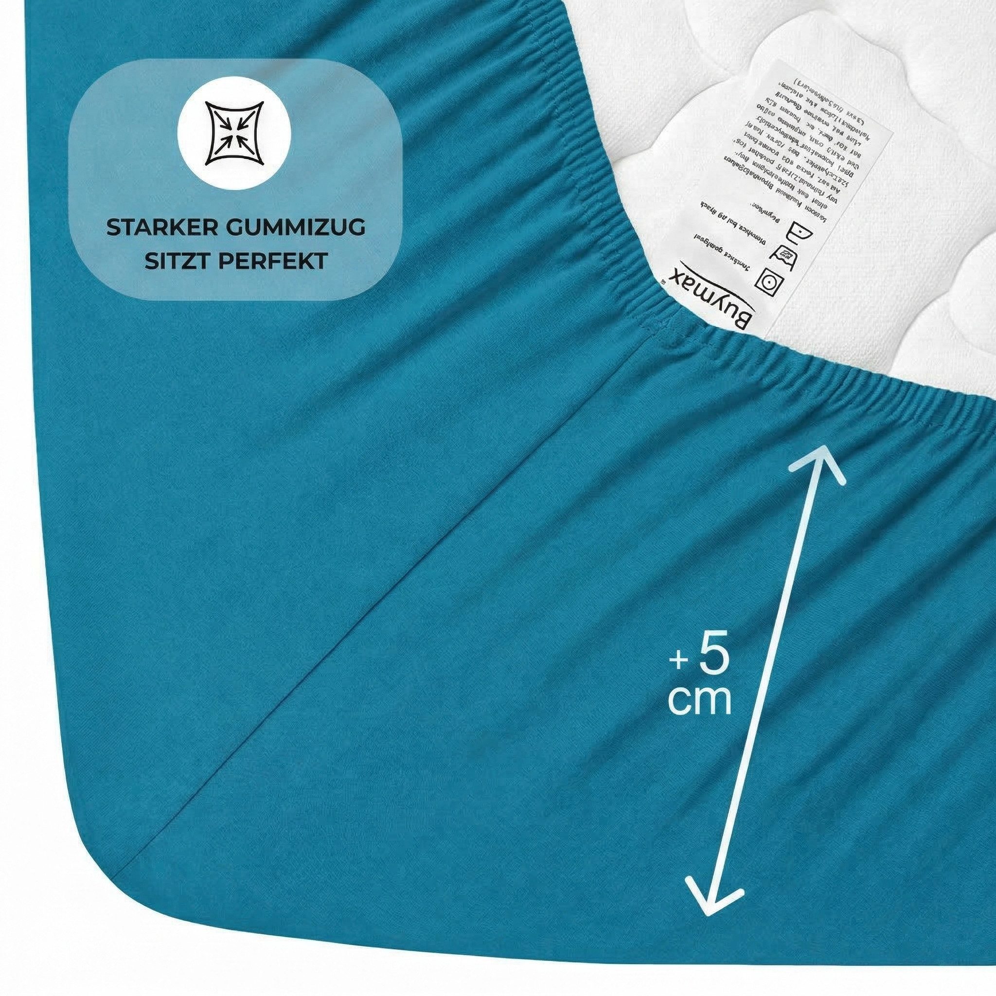 Buymax Spannbettlaken 2-er Set, Doppelpack, Bettlaken, Jersey 100% Baumwolle, Gummizug: rundum, (2 Stück), Pflegeleicht und Atmungsaktiv in Verschiedenen Farben – Bild 4 von 5