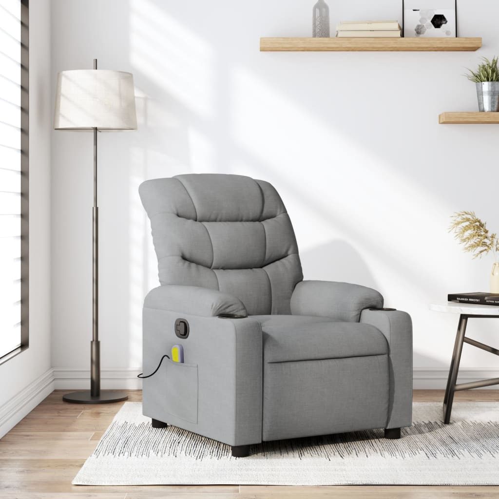vidaXL Sessel Massage-Relaxsessel, hellgrauer Stoff (1-St)
