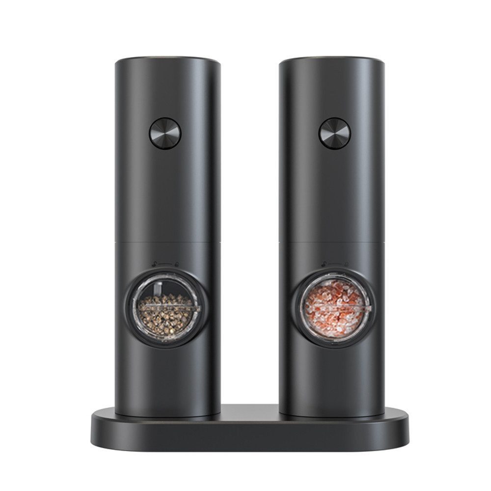 Ophy Salz-/Pfeffermühle Elektrische Salz- und Pfeffermühle (Set) – batteriebetrieben mit Basis, (1 Stück), automatisches Mahlen & LED-Licht – für BBQ, Restaurant & Küche