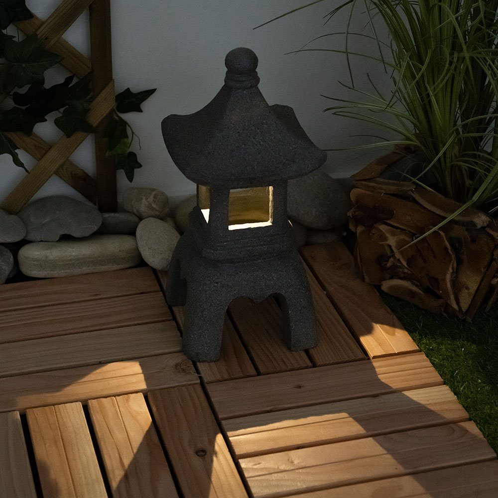 etc-shop Gartenleuchte, LED-Leuchtmittel fest verbaut, Warmweiß, Pagode Figuren für Gartendeko Solarlicht Solarleuchten Außen