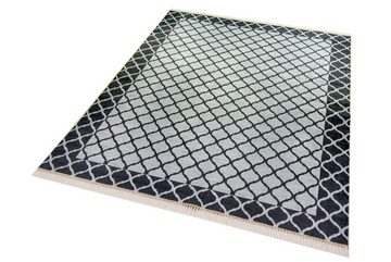 Teppich Teppich Wohnzimmerteppich marokkanisches Muster waschbar schwarz grau, Carpetia, rechteckig, Höhe: 8 mm