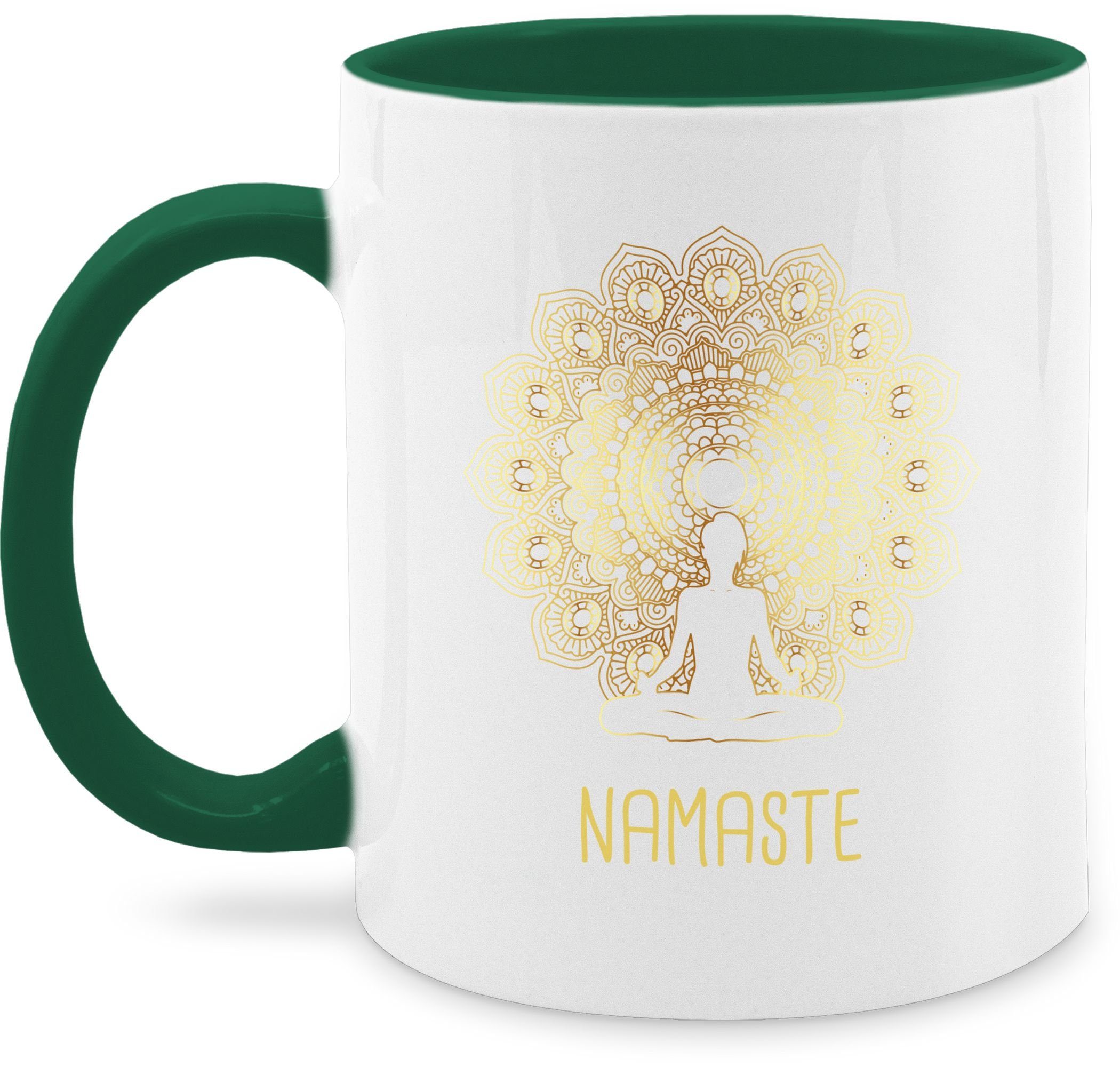Petrolgrün Yoga Keramik, Namaste Yoga 2 Chakra Mandala, Shirtracer Tasse