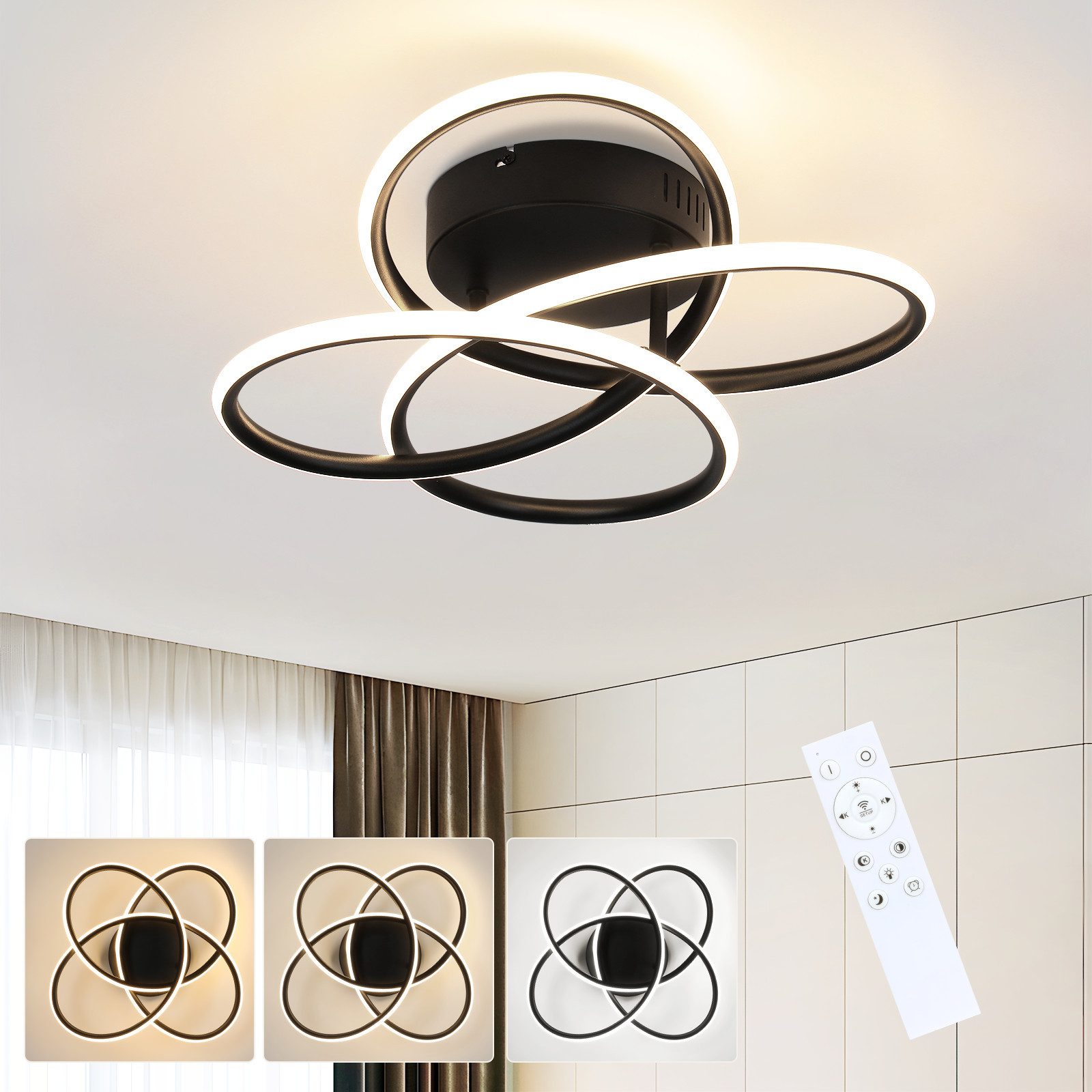 ZMH LED Deckenleuchte Wohnzimmer Metall 36CM günstig online kaufen
