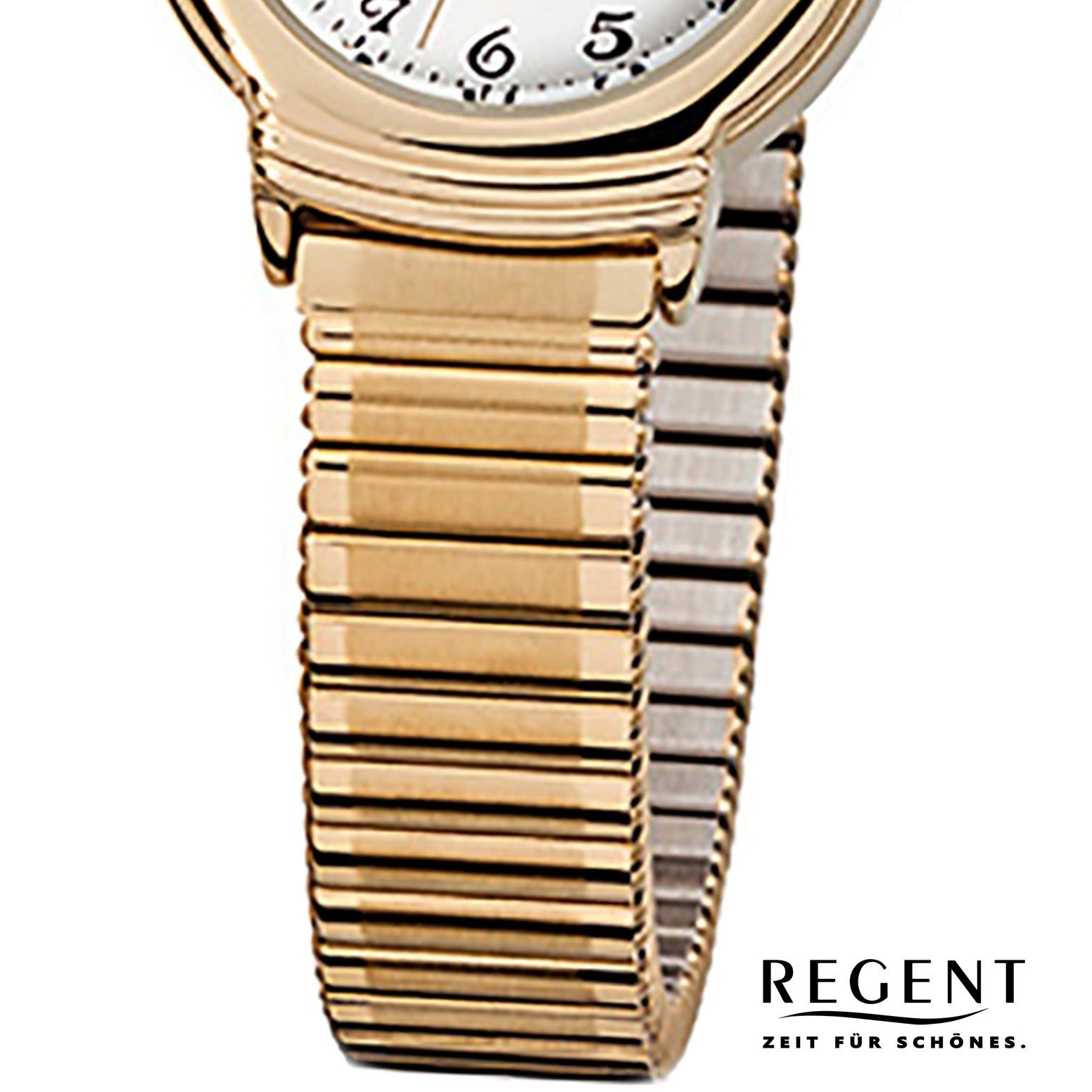(ca. Damen Regent rund, Edelstahl, Damen-Armbanduhr gold ionenplattiert Armbanduhr 24mm), Quarzuhr F-265, Regent Analog klein