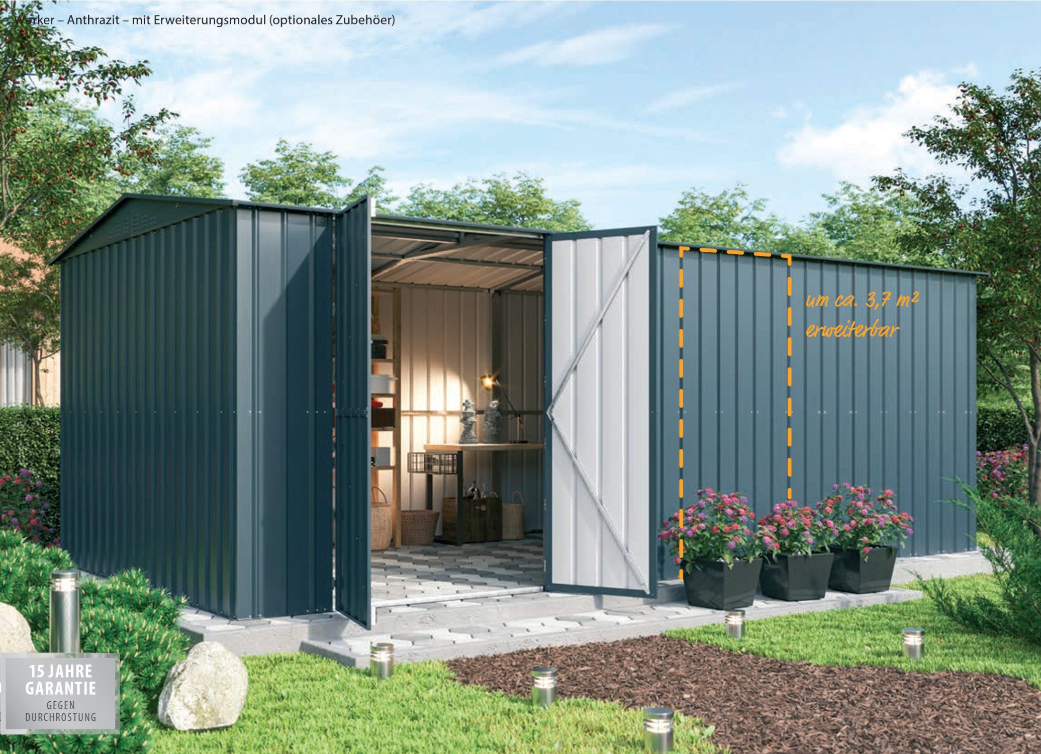 Globel Industries Gerätehaus Erweiterungselement 410 für Gerätehäuser