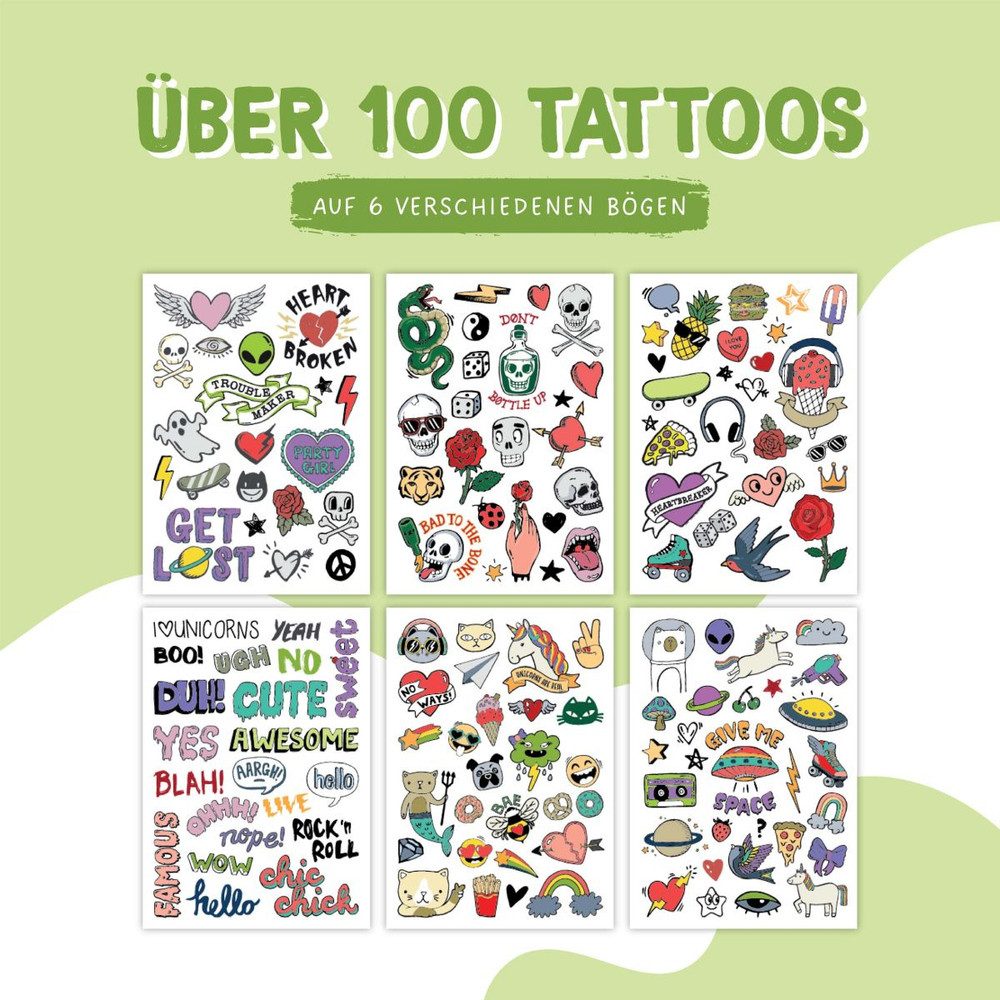 Sticker Tattoo Set - Grunge - 100 Tattoos