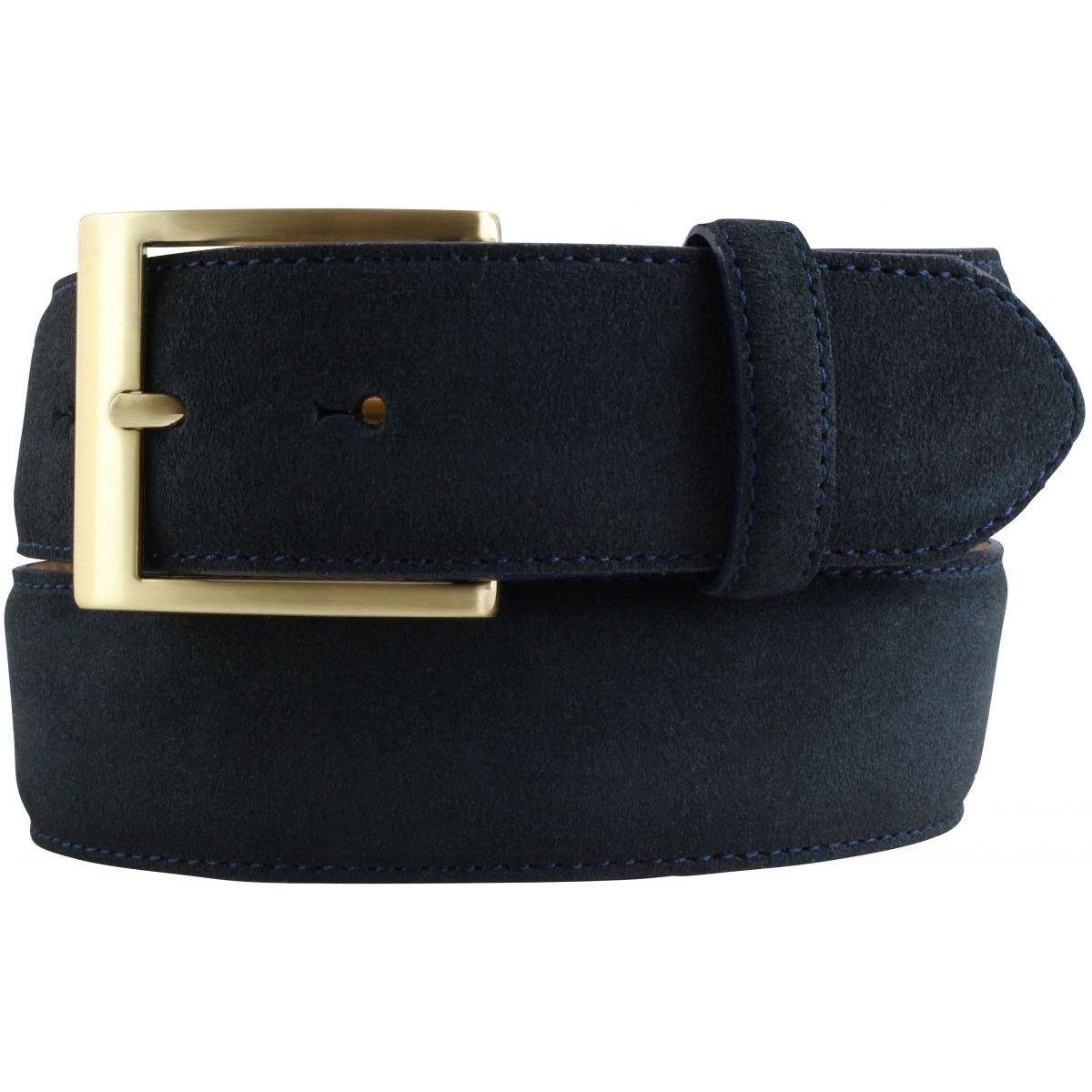 Ledergürtel Jeans-Gürtel aus Veloursleder mit goldener Gürtelschnalle 4 cm - Velou