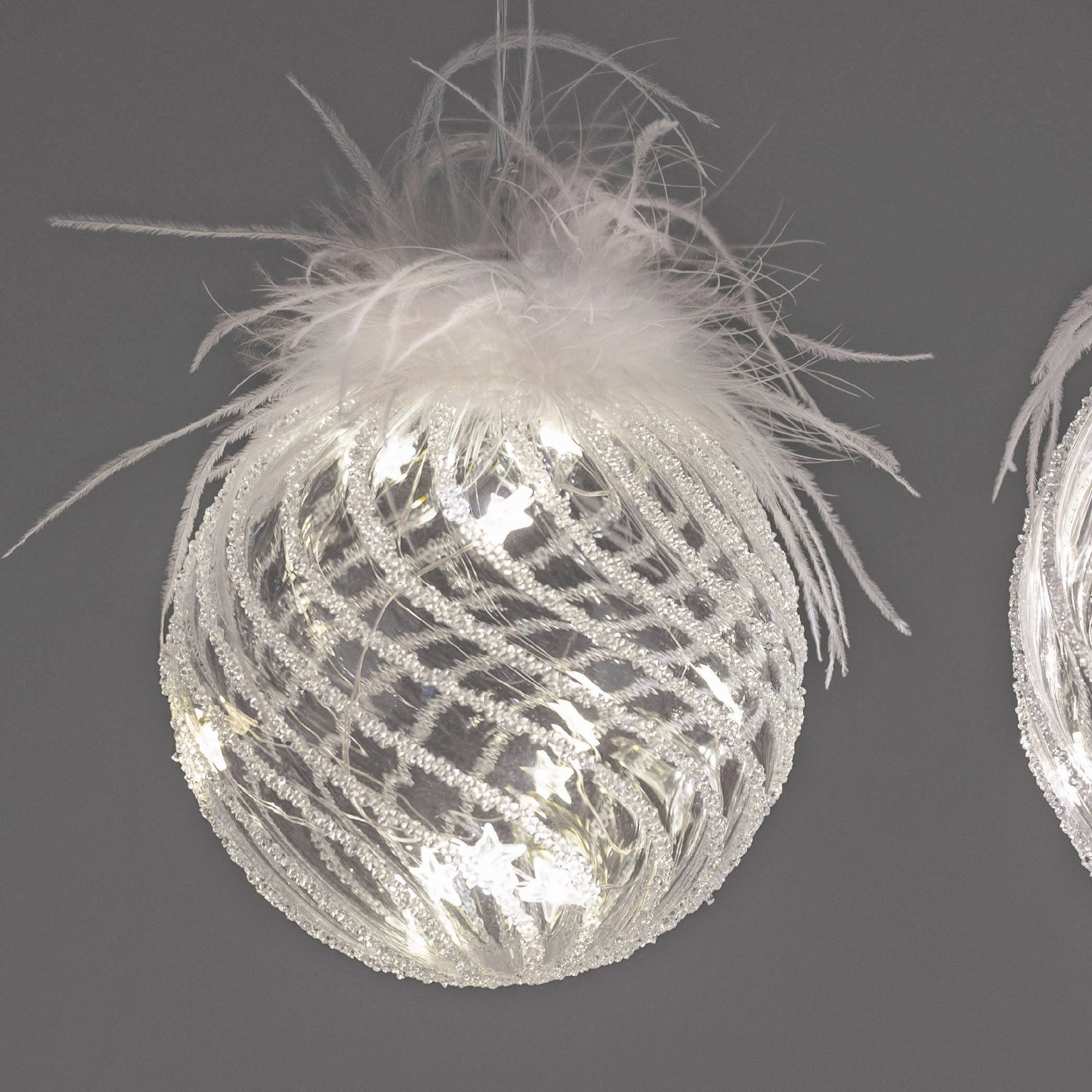 formano Hängedekoration Federn Weihnachtsdeko, Mit Timerfunktion, Transparent, Federn, H: cm