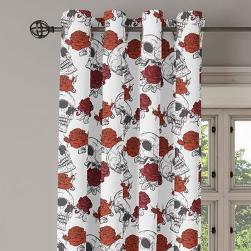 Gardine Dekorative 2-Panel-Fenstervorhänge für Schlafzimmer Wohnzimmer, Abakuhaus, Halloween Roses Gothic Schädel