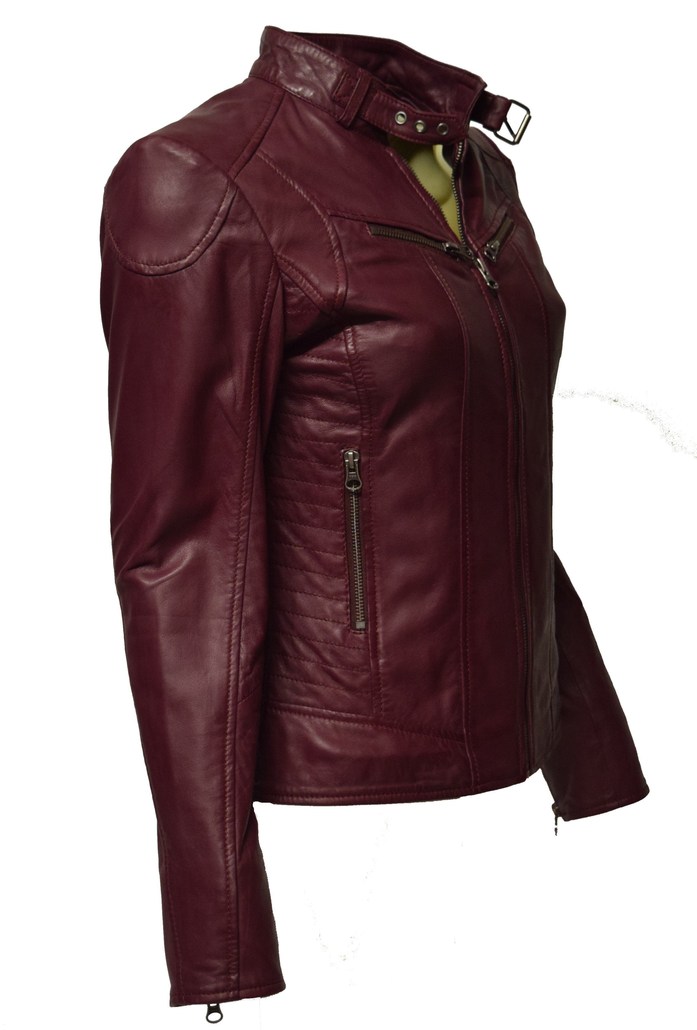 Zimmert Leather Lederjacke Frida washed Lammnappa Leder, Cognac, Schwarz, Braun, Beere, Rot