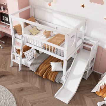 Celya Etagenbett Doppelbett,multifunktionales Kinderbett 90x200, mit Regalen und Rutsche