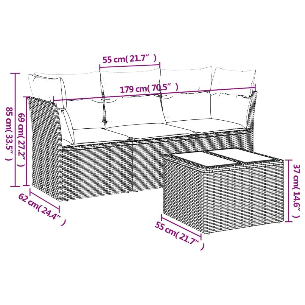 vidaXL Gartenlounge-Set 4-tlg. Garten-Sofagarnitur mit Kissen günstig online kaufen