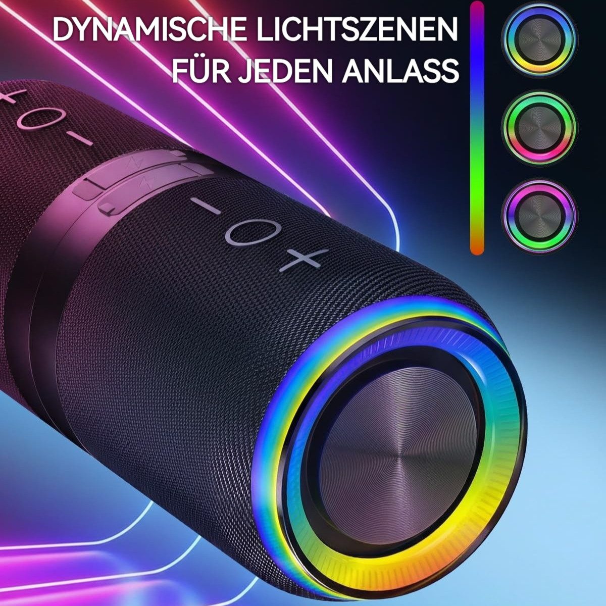 Tekoo 2-in-1 Magnetisch mit Lichteffekten Stereo Bluetooth-Lautsprecher 2.0 (Bluetooth 5.4, 10 W, IPX6 Wasserdicht, Magnetisch haftend, Trennbar in zwei Einheiten)
